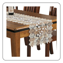 Camino de mesa de encaje vintage, camino de mesa rectangular transparente de poliéster para decoración de comedor o sala de estar con lino