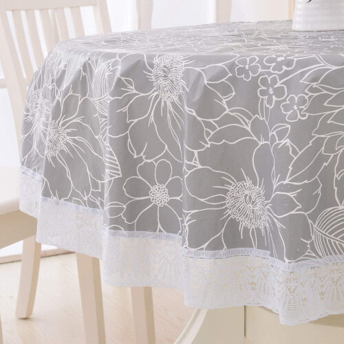 Durable Tablecloth With Solid Elegant Embossed Design, Vinyl Coating Spillproof Protects Table Surface From Scratches, Heavy Duty Waterproof And Wipea 2