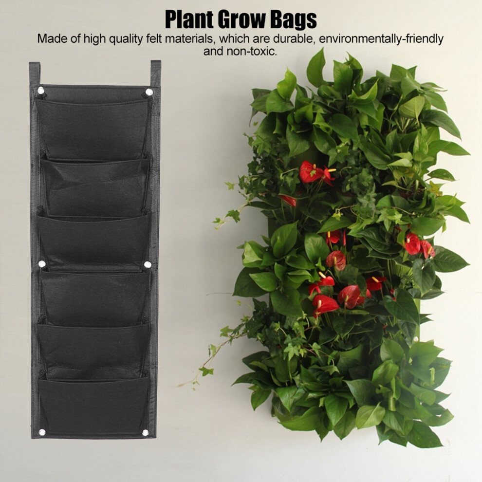 Outdoor Vertical Plant Grow Bags with 6 Pockets Wall Mount Container Black-image-OPC-PMZM9MZ-NEW