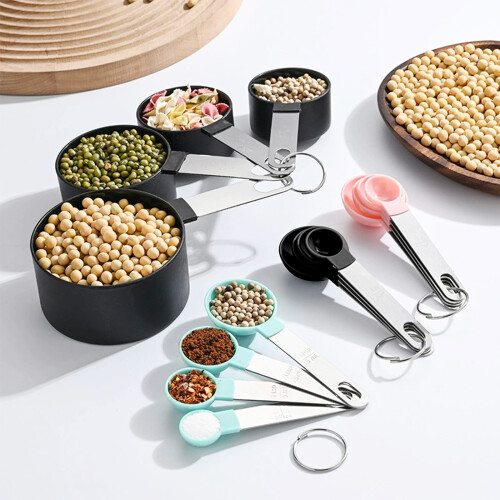 8PCs Nonrust Steel Measuring Spoons Cups Set Precise-Black 2