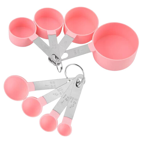 Stackable Nonrust Steel Measuring Tool Set Of 8 For-Pink