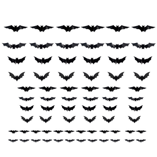 Bat Wall Decals with LED Light Halloween Decoration-72 bats