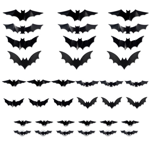 Glowing Bat Clings Adhesive PVC Stickers with LED Light-36 bats