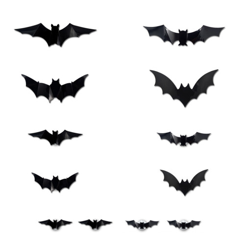 Glowing Bat Clings with LED Light Adhesive PVC Sticker-12 bats