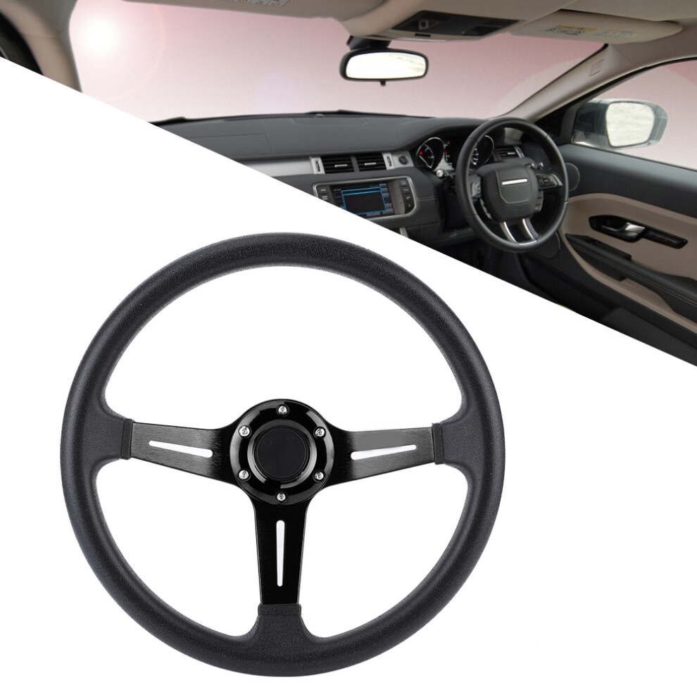 14In Universal Pu Leather & Aluminum Alloy Car Steering Wheel - Black 7641361880325