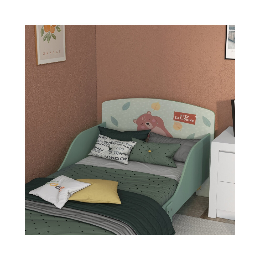 Kids Bedroom Furniture Toddler Bed Frame for Ages 3-6 Green Sturdy & Comfortable Wooden Bed for Kids-image-OPC-PMZMGMY-NEW