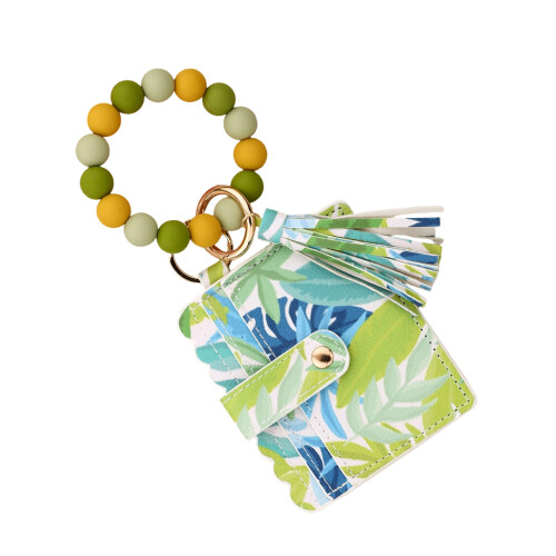 Porte-clés portefeuille en PU élégant avec Design-Jaune vert