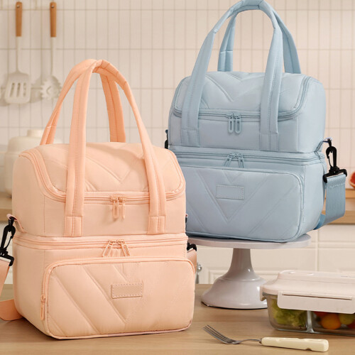 Sac à déjeuner thermique en polyester avec design-Bleu 1
