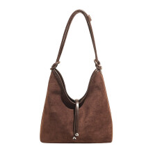 Sac à bandoulière en Faux daim pour femmes, sac à main-Café