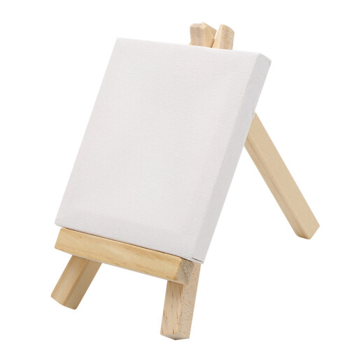 Mini Pine Canvas Easel Set for Art, Painting & Craft, 8x8cm 2
