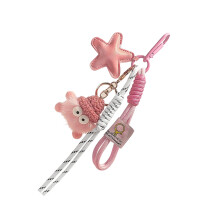 Gevlochten touw sleutelhanger ster pop tas hanger charme-Roze