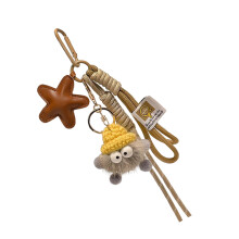 Leuke tasbedel hanger sleutelhanger sterpop gevlochten-Bruin