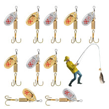 Spinner Baits | Spinner Baits Metal Lures for Bass, Three-Hook High-Reflective Gold Color Gear for Bluegill Crappie Trout Walleye Pike Salmon