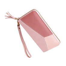 Leren lange portemonnee voor dames Retro chequeboek-Roze