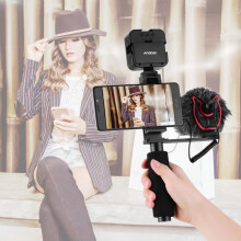 Smartphone Vlogging-Kit mit Mikrofon & LED-Leuchte, vollständig aus Metall gefertigt