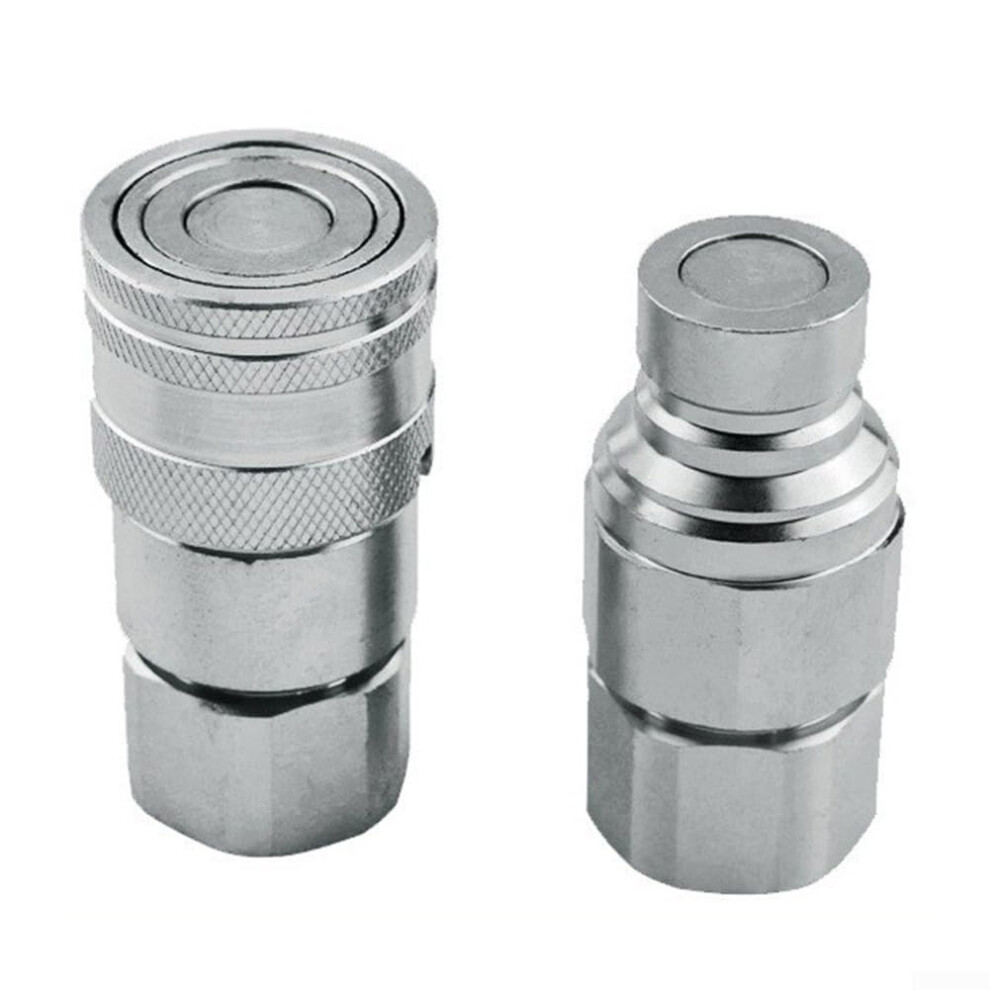 Hydraulic Quick Disconnect Flat Face Npt 1/4 3/8 1/2 3/4 Quick Release Coupling Set With Valve, Zinc Treatment (G3/8) White 9323874988344