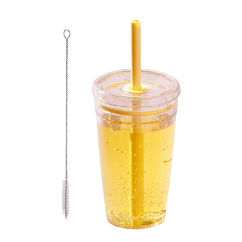 Transportable Coffee Travel Cup With Straw Protan-Yellow