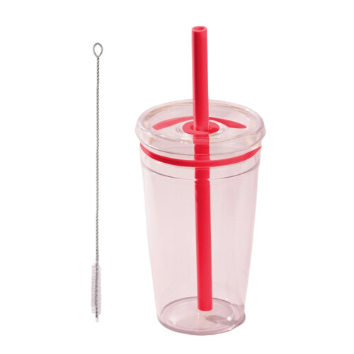 Strong Protan Coffee Cup Impermeable Straw Lid For Outdoor-Red