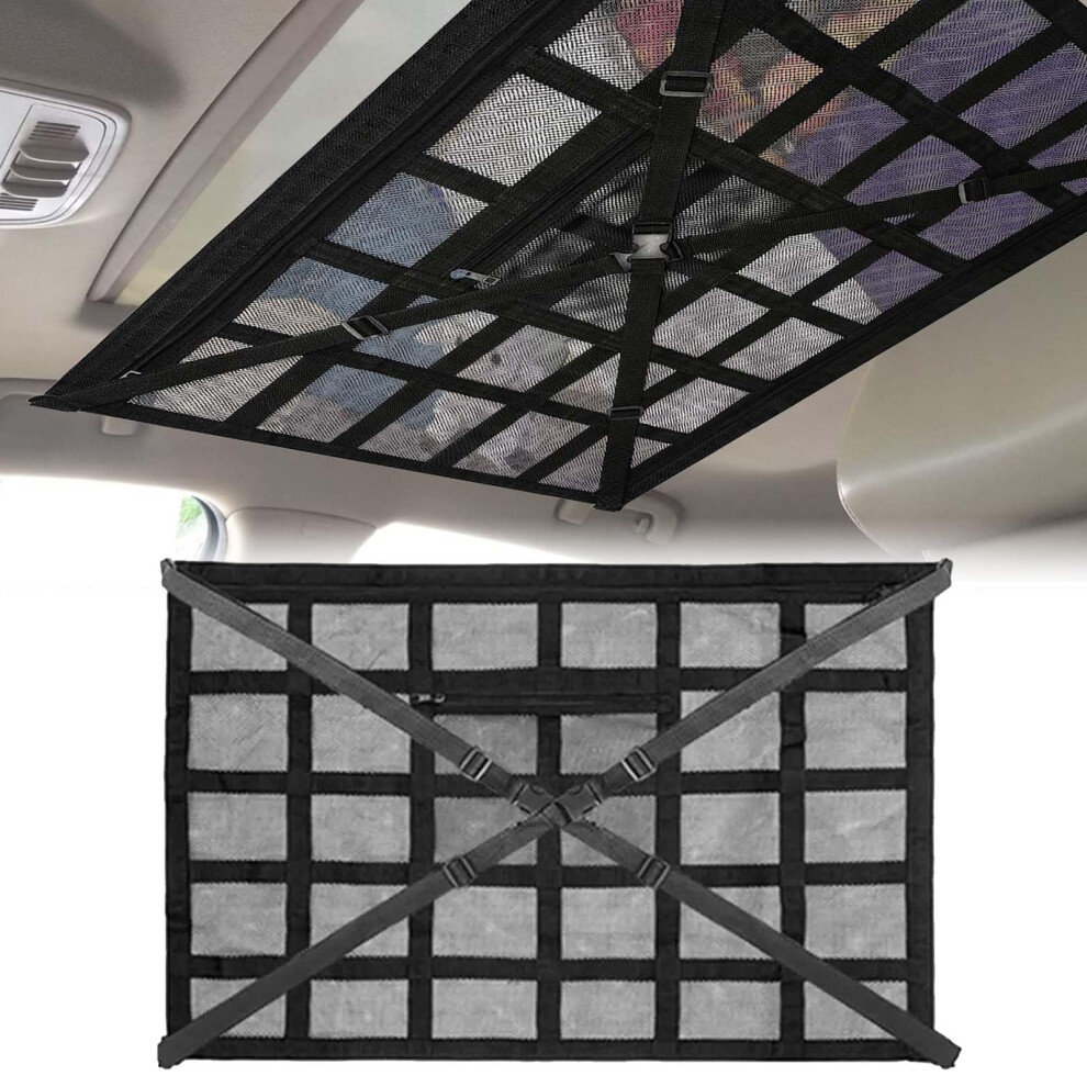 Car Roof Luggage Net For Lexus Es Vii (Xz10) 2018-2024, 90X65cm Large Capacity Storage Net Adjustable Strap Double Layer Mesh Car Roof Organizer 9339159252659