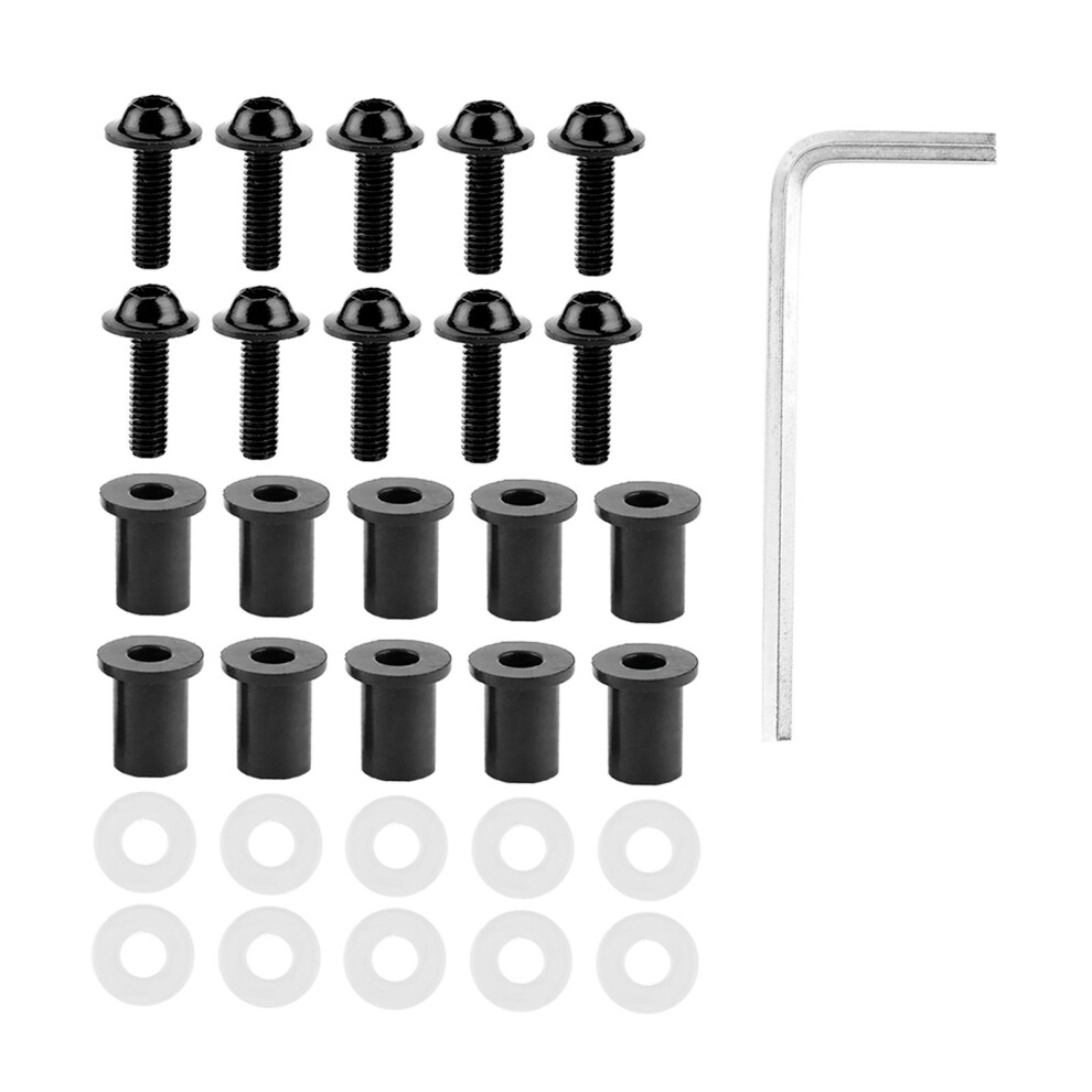 Motorcycle Windshield Bolts Nut Washers Kit 10Pcs Durable Fit All Bikes Black 4991361895533
