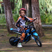 24V Electric Kids Bike with Twist Grip Music & Horn 12 Inch Pneumatic Tires Speed up to 16km/h - Blue