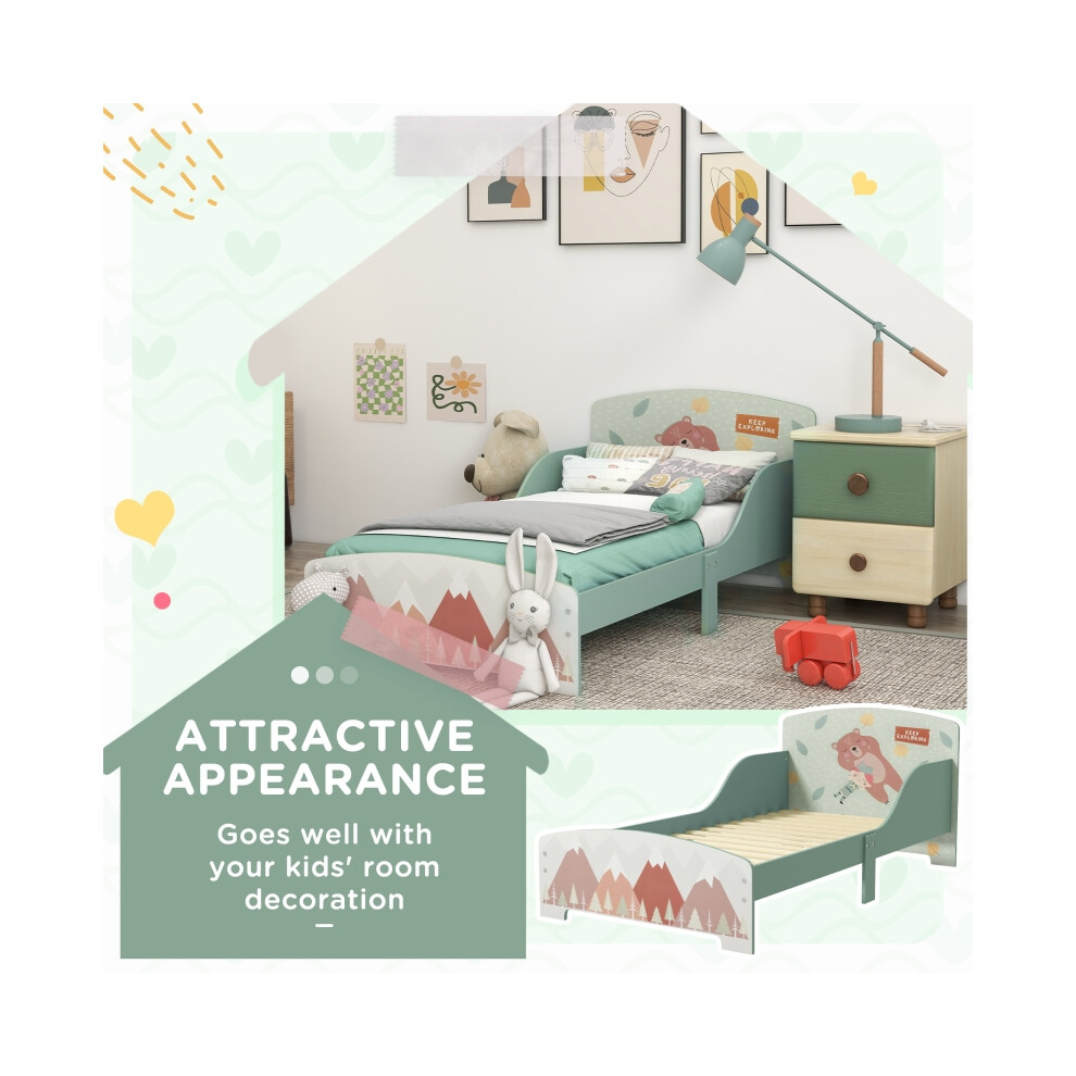 Toddler Bed Frame Green for Kids Aged 3-6 Space-Saving Bedroom Furniture with Safety and Durability-image-OPC-PMZNC5C-NEW