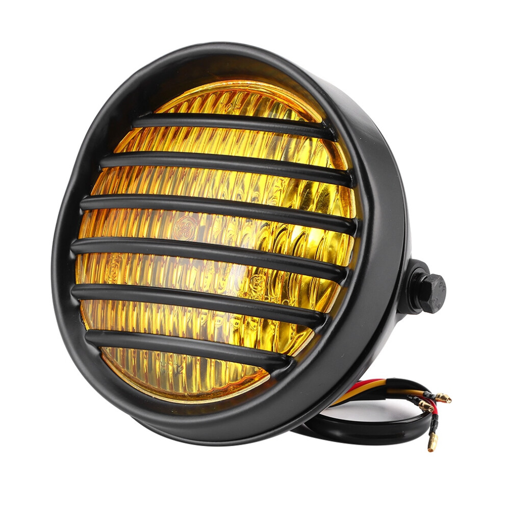 Glass 6In Motorcycle Headlight Grill With 35W Halogen Bulb Yellow 4931361905535