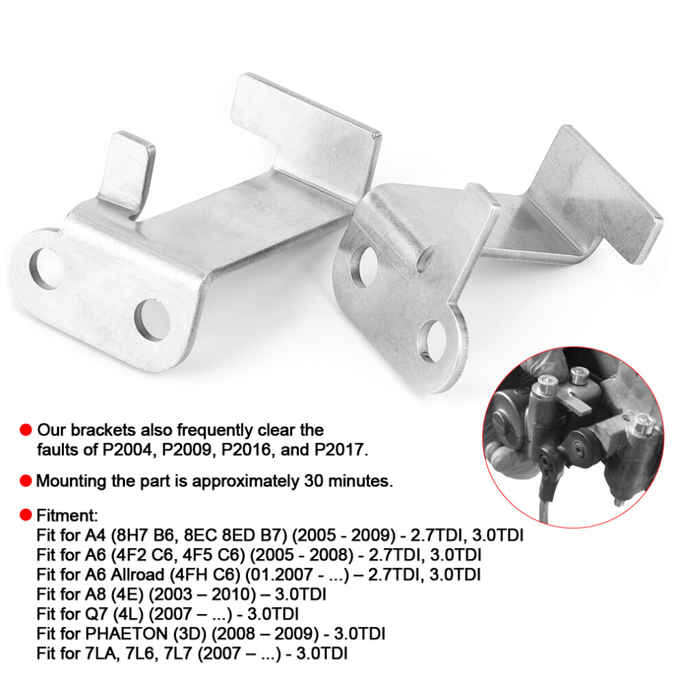 2Pcs Stainless Steel Intake Flap Actuator Repair Bracket For Phaeton 3.0Tdi 9361361908406