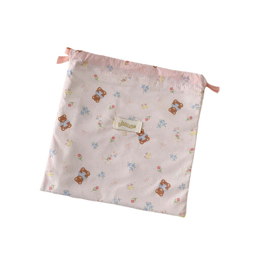 1Pc Small Drawstring Makeup Bag Travel Toiletry-Pink large