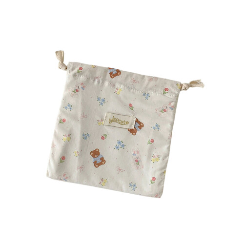Cosmetic Bag Drawstring Makeup Bag Portable Storage-White small