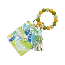 Stylish Bohemian Keychain With Beaded Detail-Yellow green