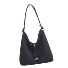 Trendy Faux Suedes Crossbody Purses with Adjustable-Black
