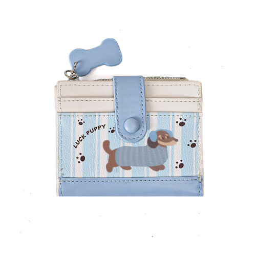 Compacte portemonnees Kaarthouder Damesportemonnee-blauw en wit