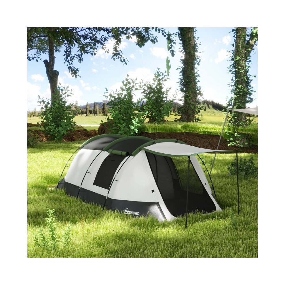 Outdoor 3-Man Tent with Two Rooms & Porch - Green Waterproof Fabric Spacious Interior Quick to Pitch Durable Construction-image-OPC-PMZNFHZ-NEW