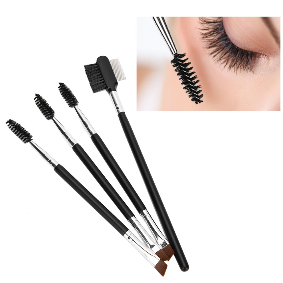 Double Head Eyebrow & Eyelash Brush 4pcs Soft Makeup Tools for Cosmetics