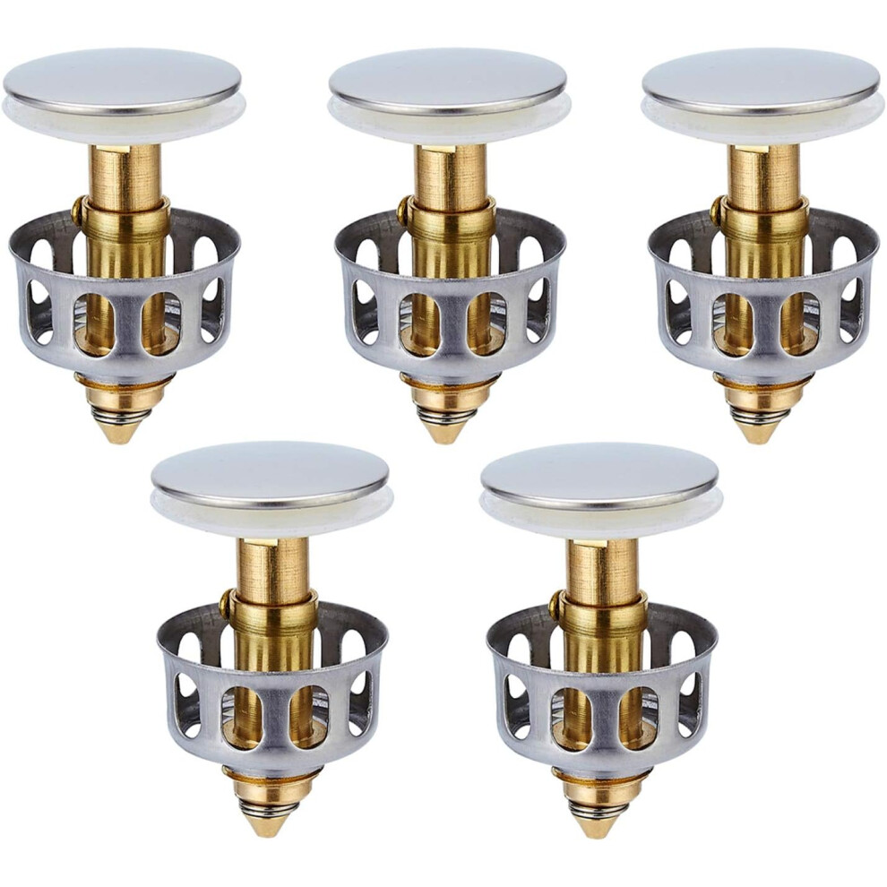 Sink Drain Strainer With Upgraded 2 In 1 Feature For Bathroom Sinks, Premium Stainless Steel Construction Ensures Durability, Thickened Silicone Gaske 9055394397749