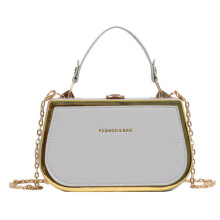 Women Shoulder Bag Chain Handbag PU Leather Messenger Bag-Gray