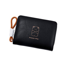 Woman Wallet Cats Card Holder PU Leather Change Purse-Black