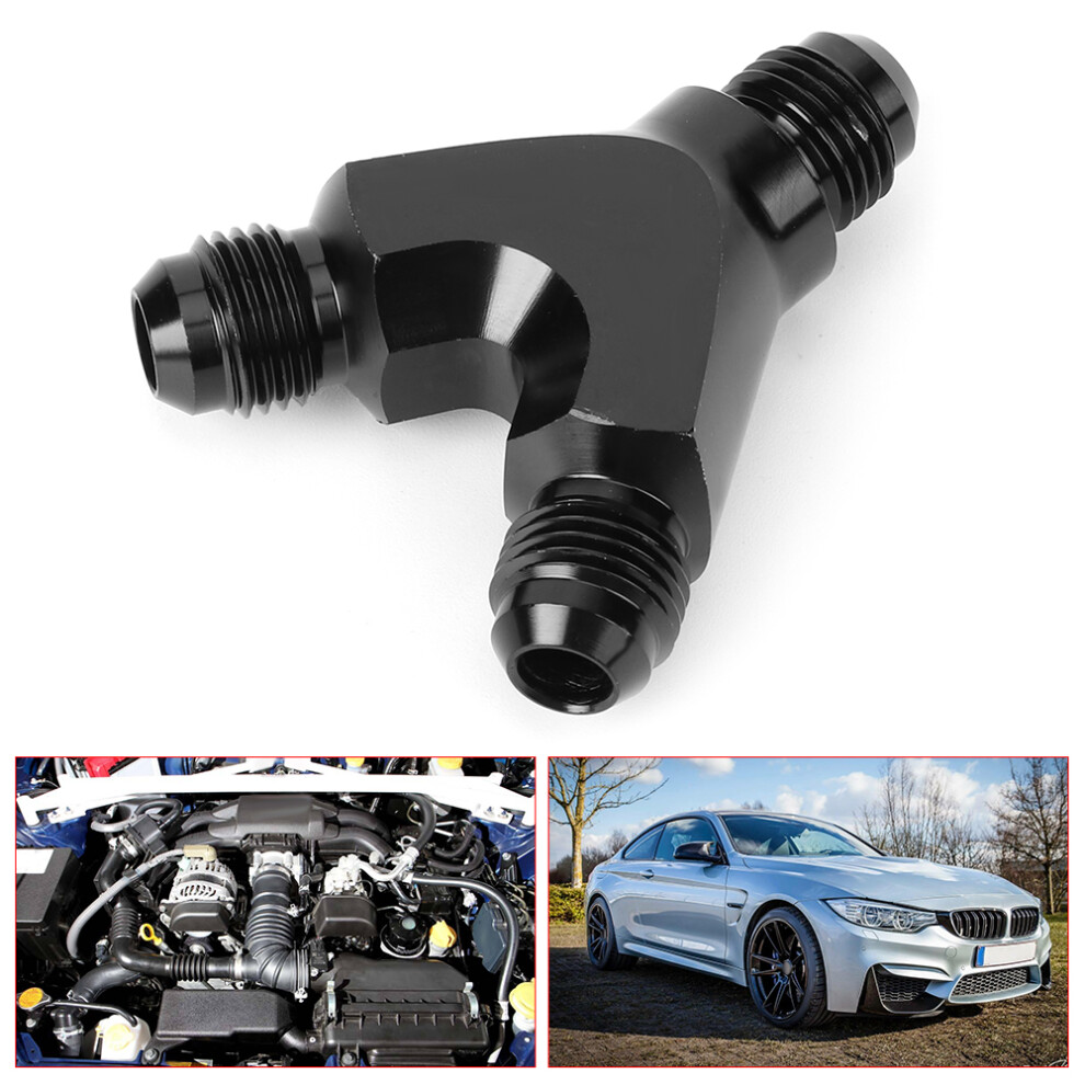 Aluminum 3-Way Fitting Adapter Y Type An6 6An Male To Double An6 Ports Black 3051361915998