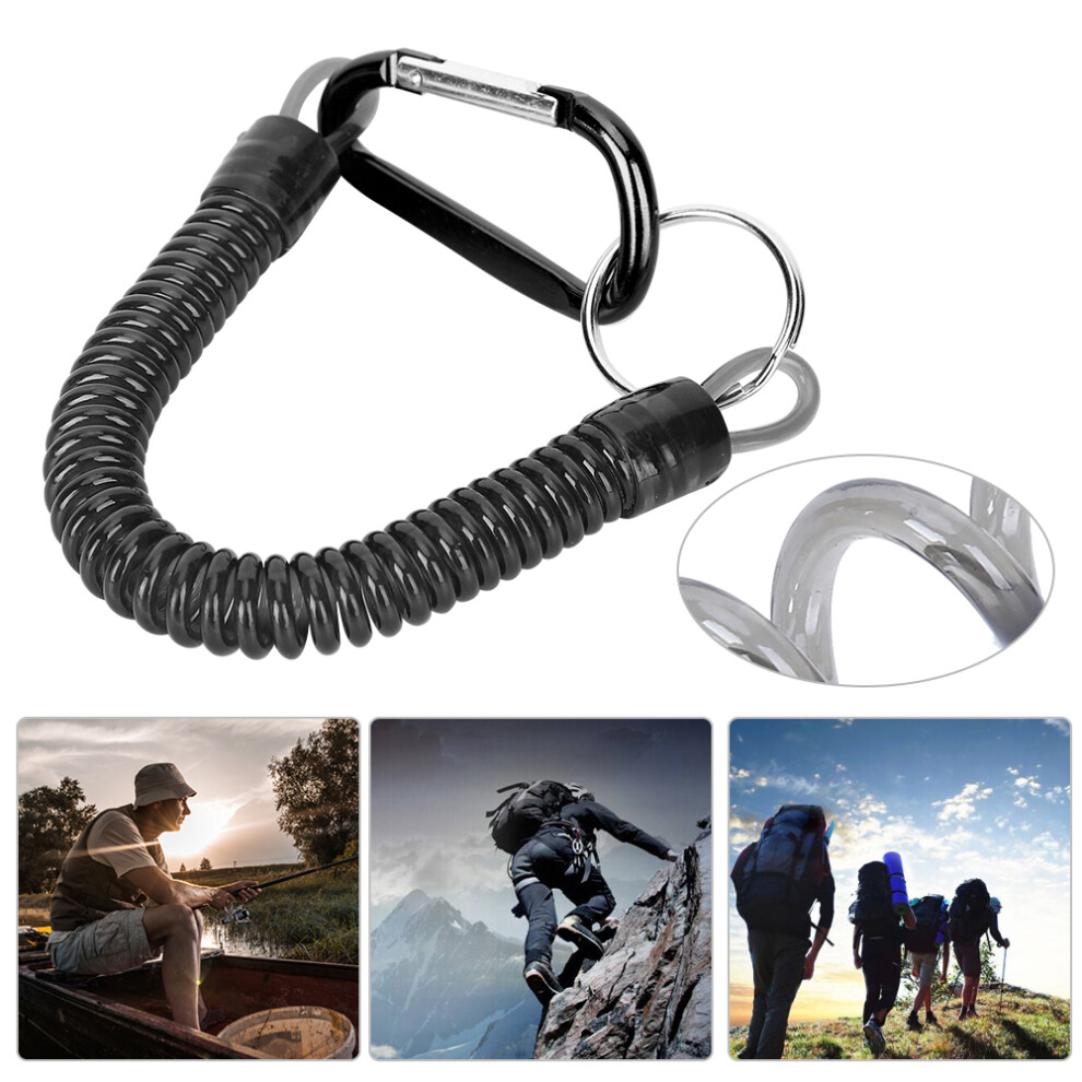 Flexible 90cm Rope with Carabiner & Buckle - Black Hanging Strap for Safety-image-OPC-PMZNJGN-NEW