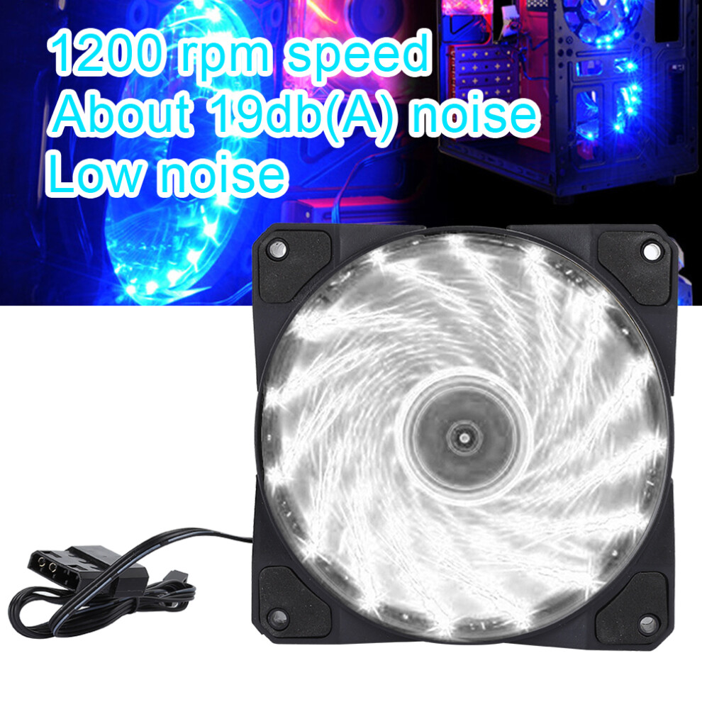 120Mm Rgb Chassis Fan 15-Led Colorful Pc Cooler 19Db Whisper Quiet Light/White 8461361918243
