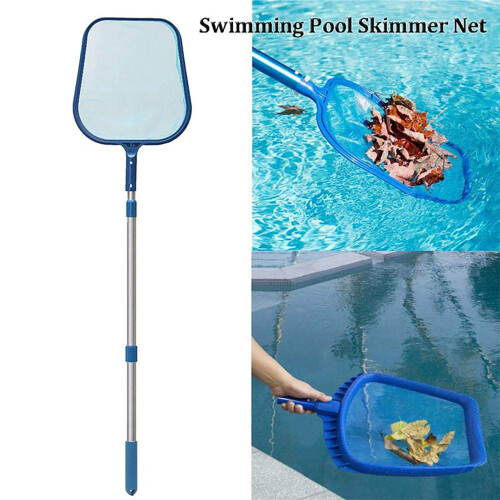 Pool Cleaning Set: Deep Leaf Skimmer Net Leaf Rake & Aluminum Pole