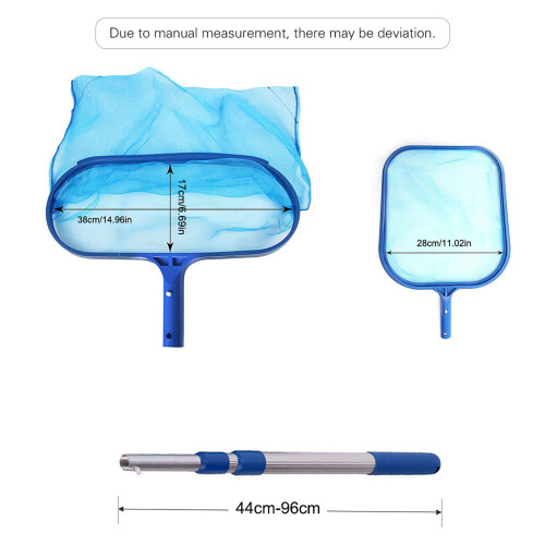 Pool Cleaning Set: Deep Leaf Skimmer Net Leaf Rake & Aluminum Pole 1