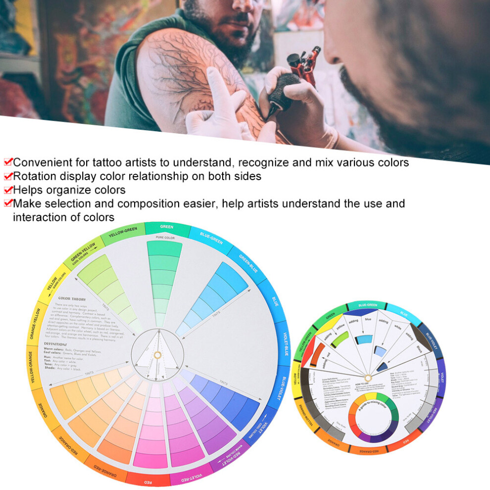 Tattoo Color Wheel 2pcs Pigment Mixing Guide Professional Tattoo Accessory