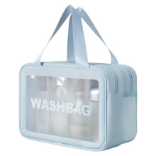 Durchsichtige Kosmetiktasche, tragbare Make-up-Tasche,-Blau L