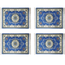 Decorative Desk Pad Oriental Persian Carpet Style, Non Slip Durable Microfiber, For Elegant Office Home Accessories (SET OF 4, Vivid Colors)