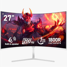 Gawfolk 27 Inch PC computer screen,1800R Curved Gaming 200Hz Monitors, FHD1080p,1ms,Built-in speaker,