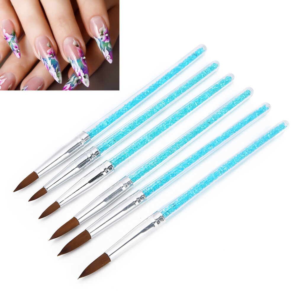 6pcs Professional Nylon Hair Nail Art Brushes with Sturdy Grip