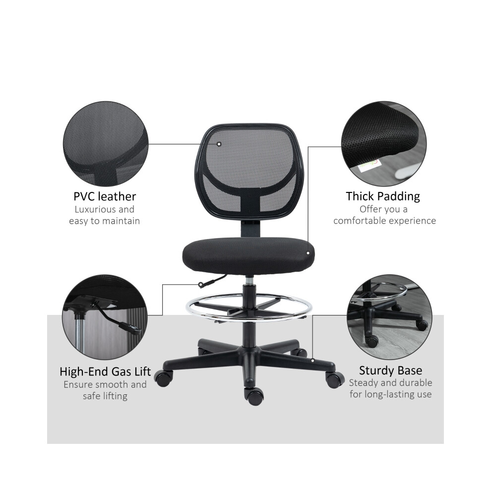 Ergonomic Mesh Standing Desk Chair with Adjustable Footrest and Seat Height Black Breathable Mesh Comfort and Support-image-OPC-PMZNPMN-NEW