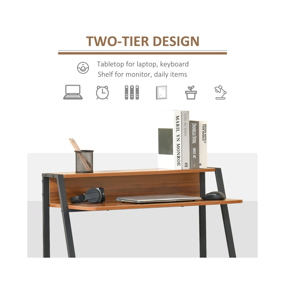 Writing Desk Computer Table Home Office PC Laptop Workstation with Storage Shelf 84L x 45W cm Walnut-image-OPC-PMZNPRR-NEW